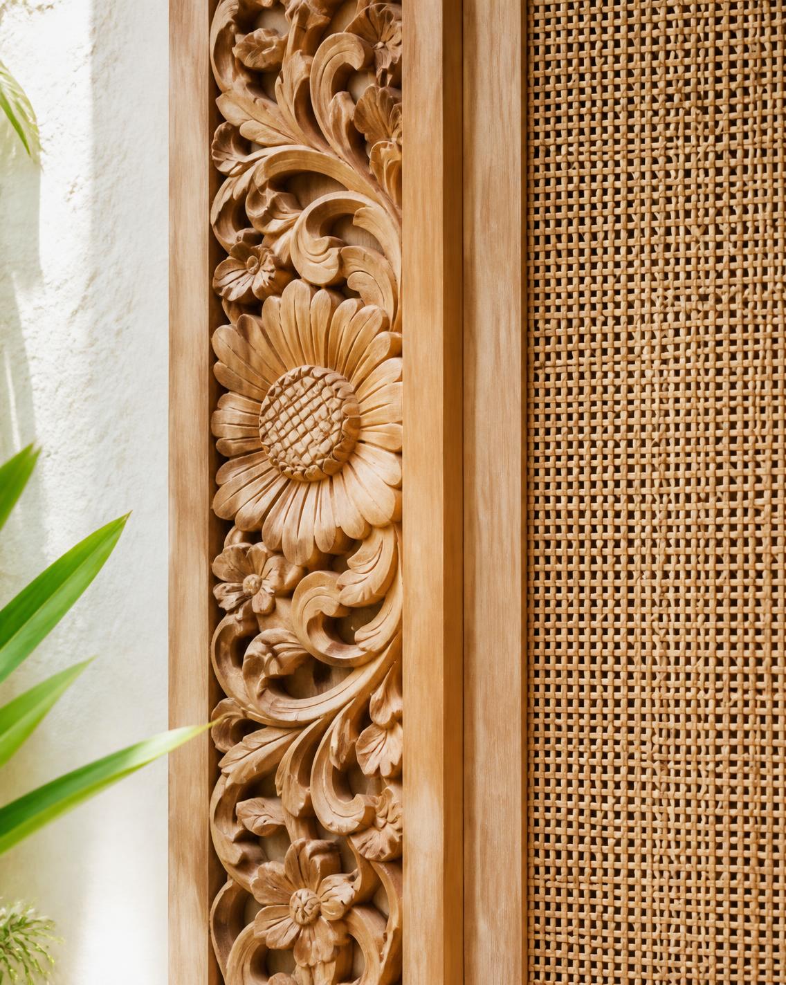Teak and rattan